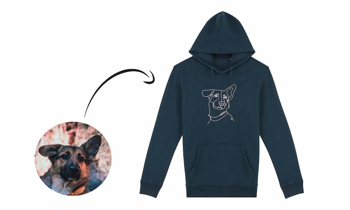 Felpa ricamata personalizzata con motivo cane