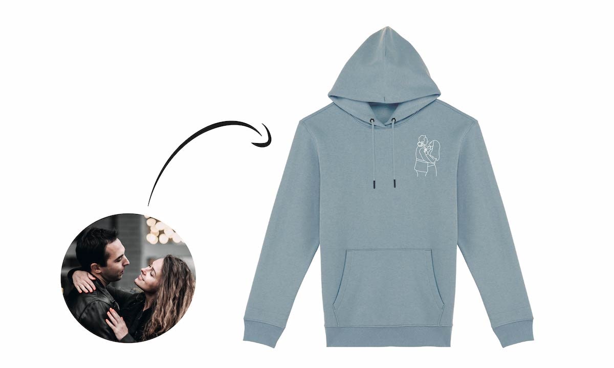 Felpa di coppia ricamata personalizzata