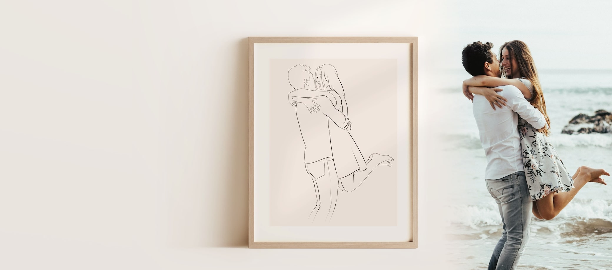 Coppia innamorata illustrata in Line Art