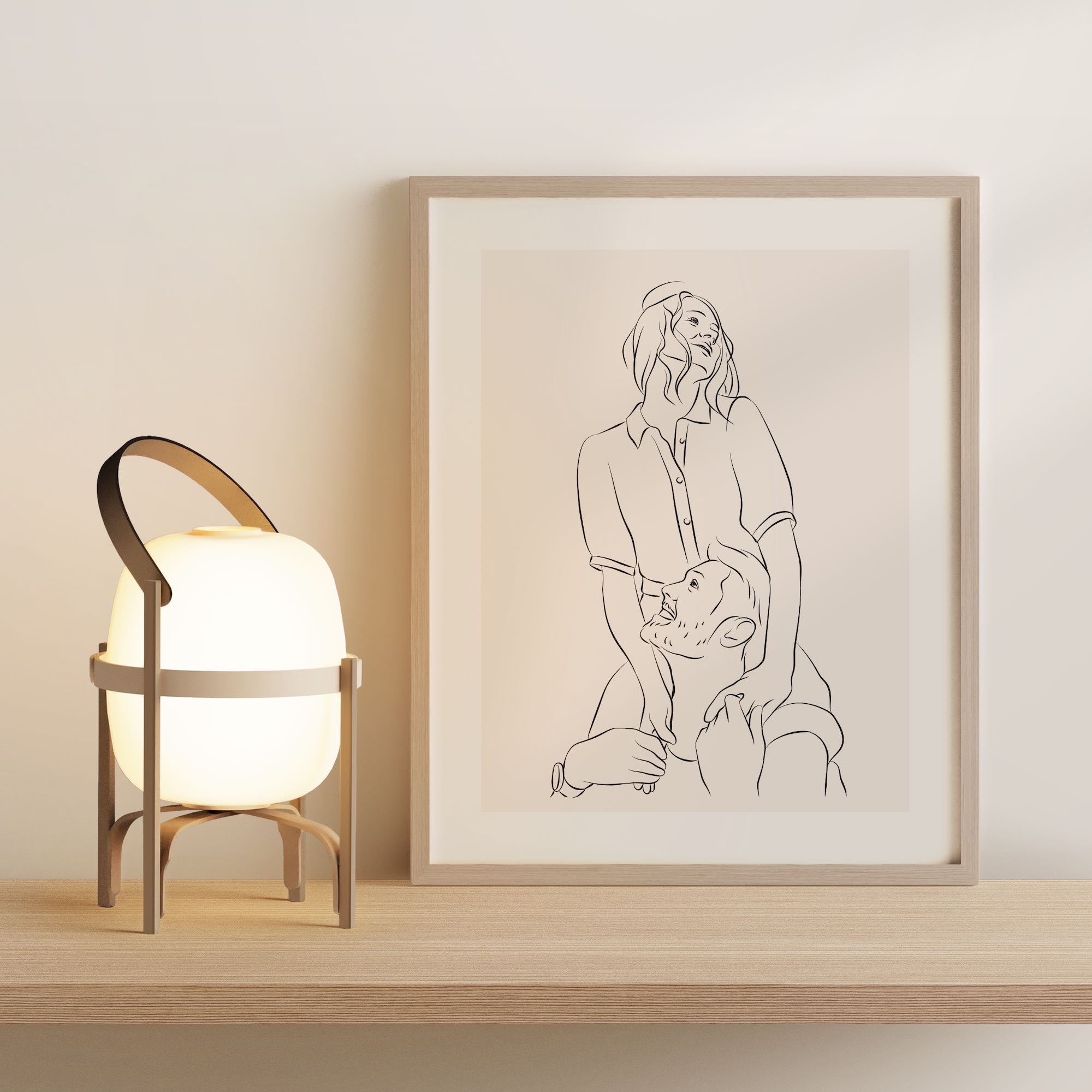 Illustrazione Line Art di una giovane coppia innamorata