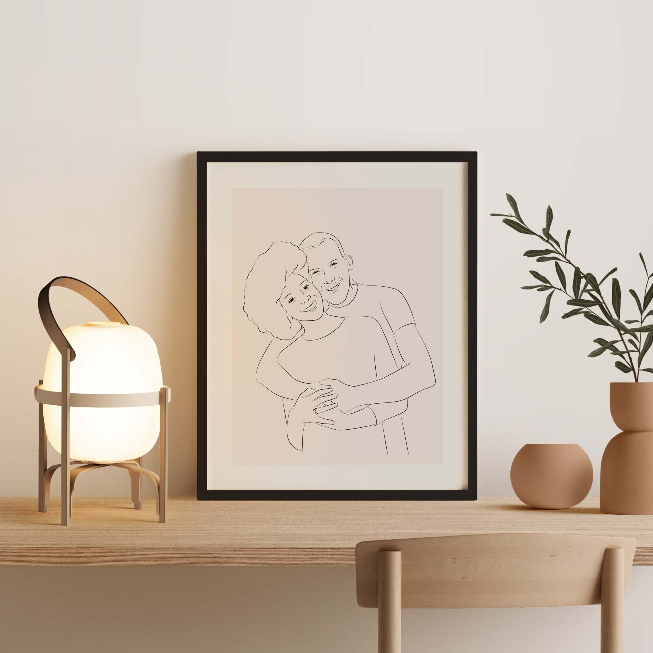 Coppia illustrata in Line Art come regalo di San Valentino