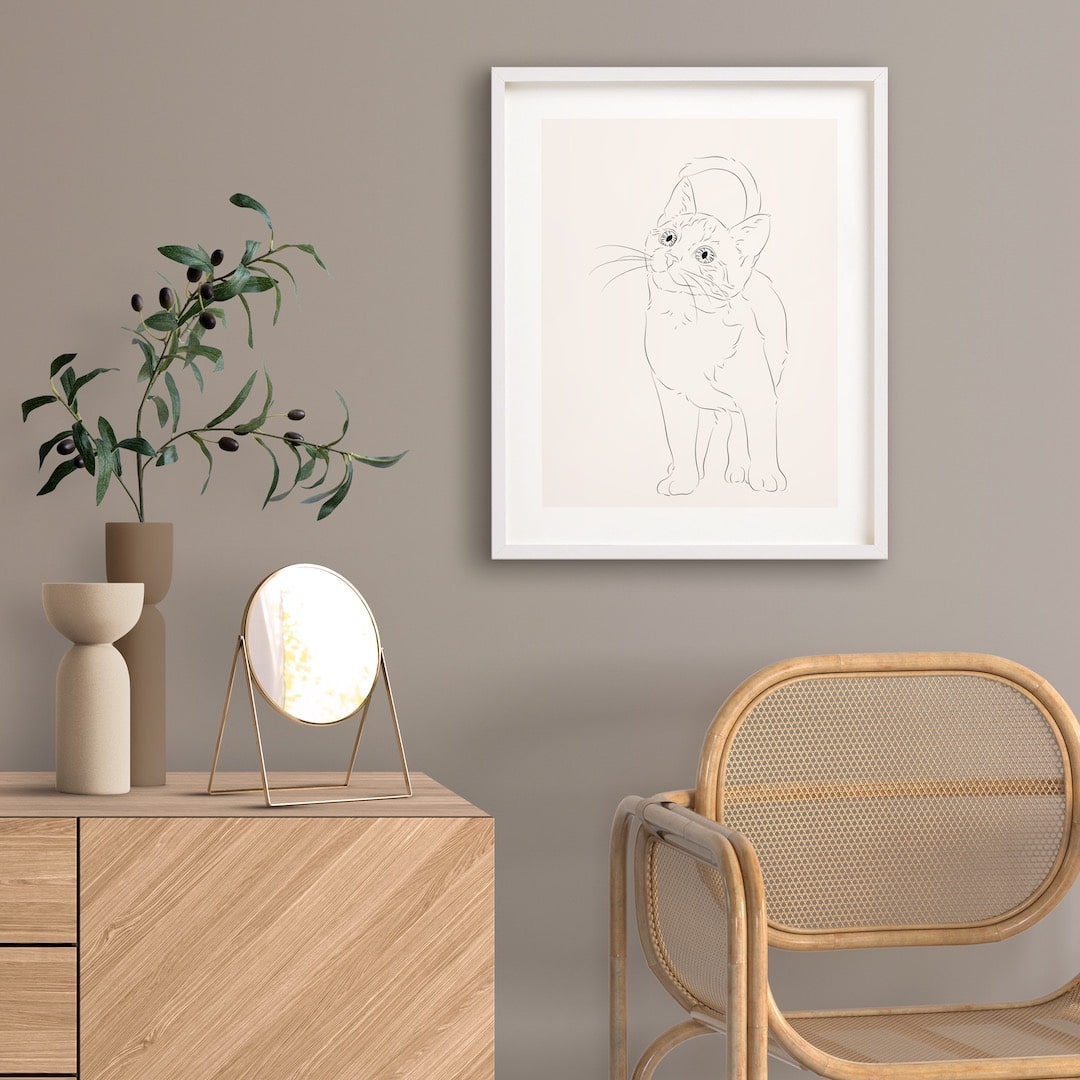 Disegno di un giovane gatto in Line Art