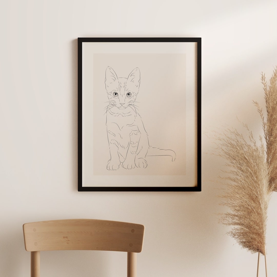 Disegno di un gatto con grandi orecchie in Line Art